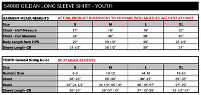 GILDAN Long Sleeve Shirt - YOUTH/UNISEX 5400B