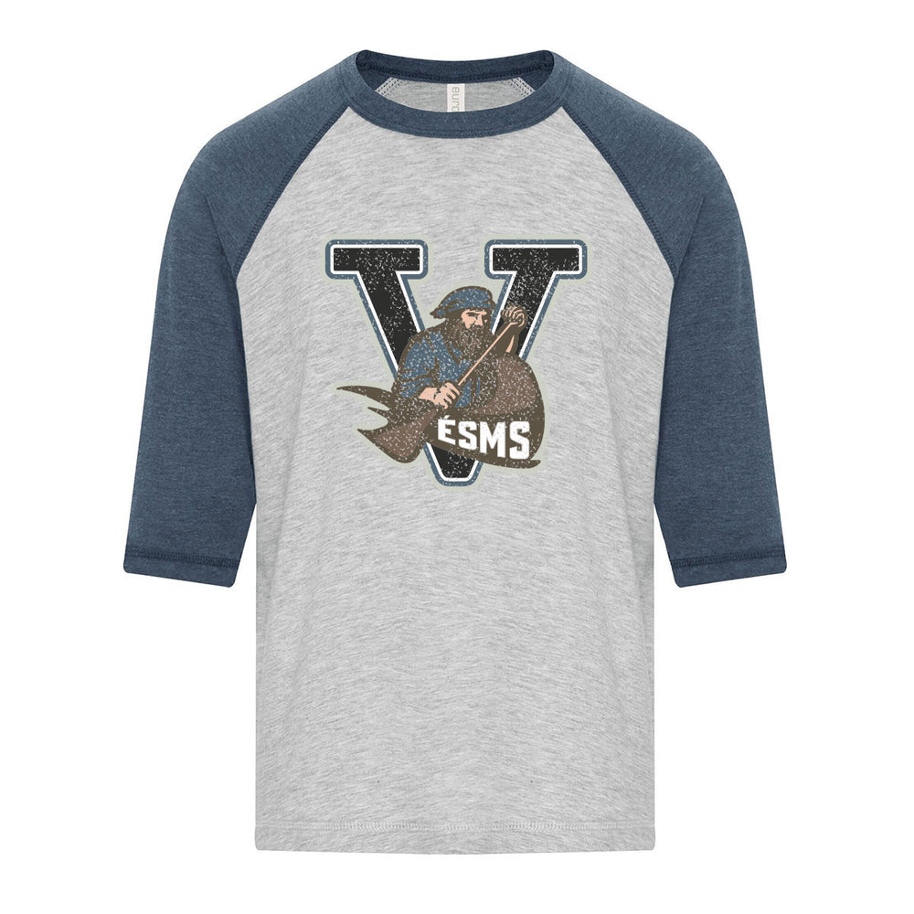 Athletic Grey/Navy Heather - DISTRESSED École St. Malo School logo