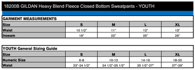 GILDAN Fleece Sweatpants - YOUTH (2 Styles) 18200B/18400B