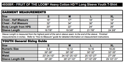 FRUIT Cotton Long Sleeve T-shirt - YOUTH 4930B