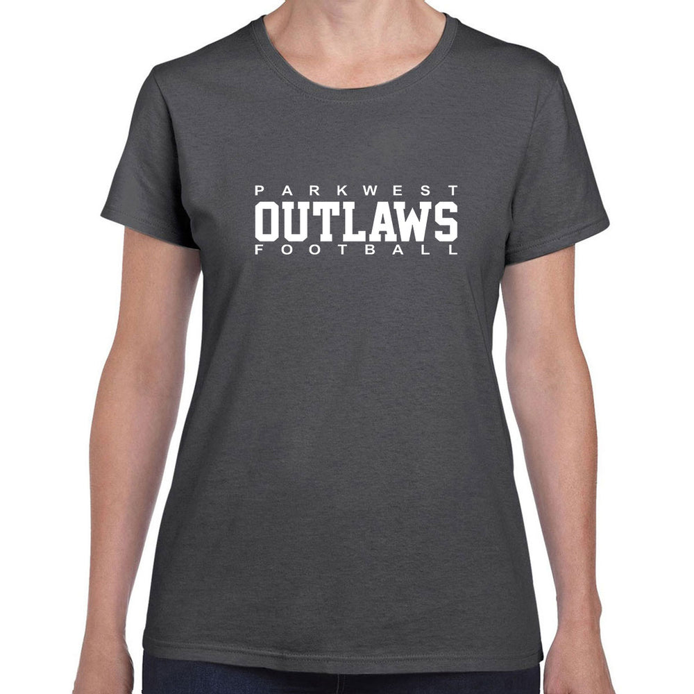 Ladies - Dark Heather - Parkwest Outlaws logo