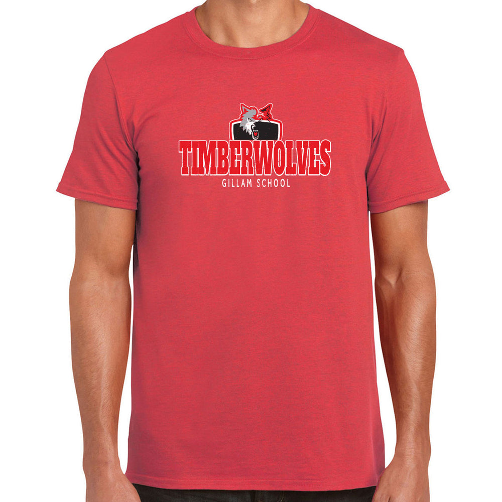 Adult Crew Neck - Heather Red - Timberwolves Distressed logo