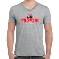 Adult V-Neck - Sport Grey - Timberwolves Distressed logo