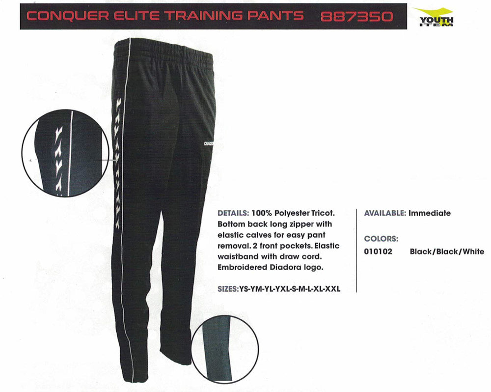 GILL - PANTS - Diadora Conquer Elite Training Pant w/Tight Ankle - ADULT