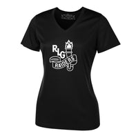 Ladies V-neck Black - RLG Torch logo