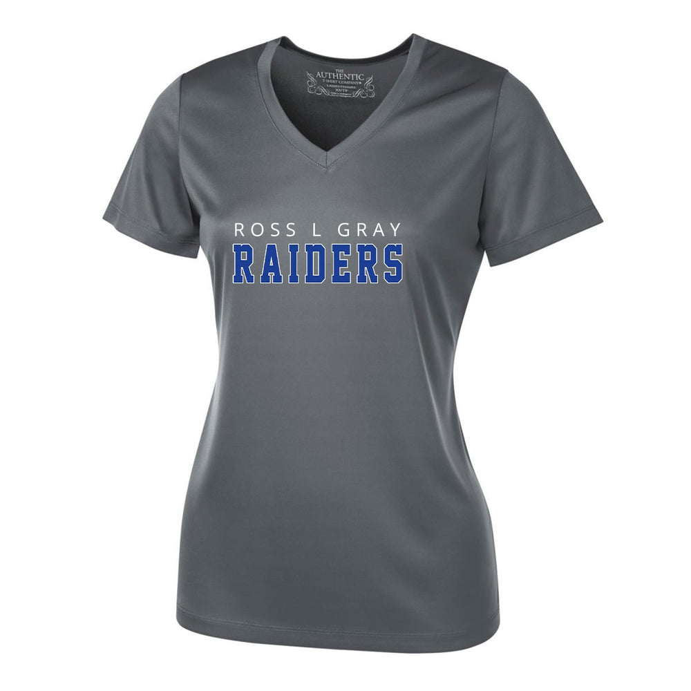 Ladies V-neck Coal Grey - RLG Raiders logo